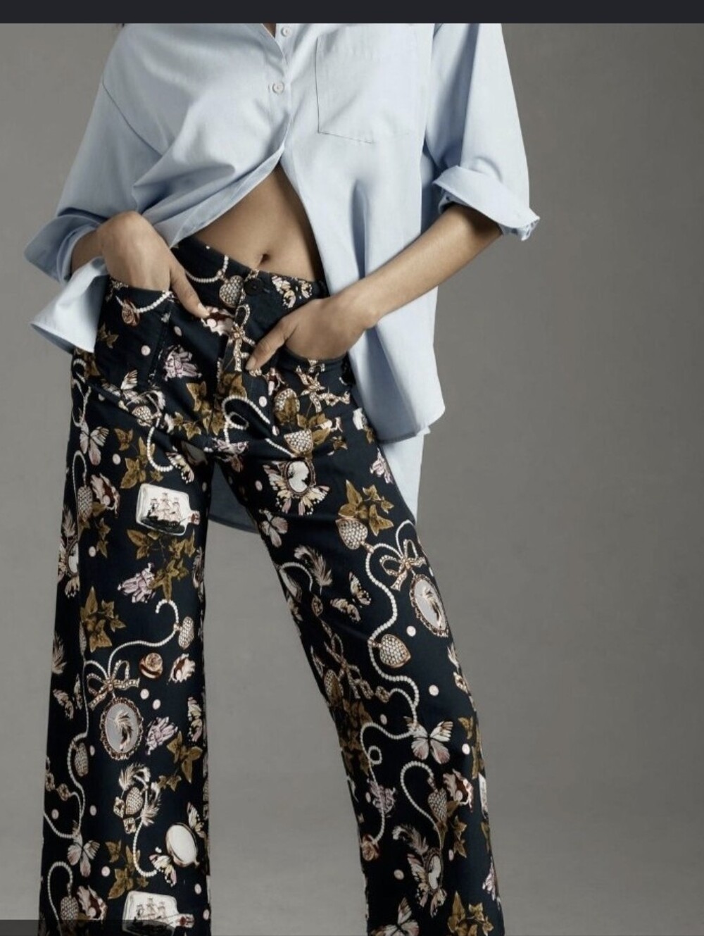 Anthropologie Maeve Colette Cropped Pants in a pearl necklace pattern Size 25